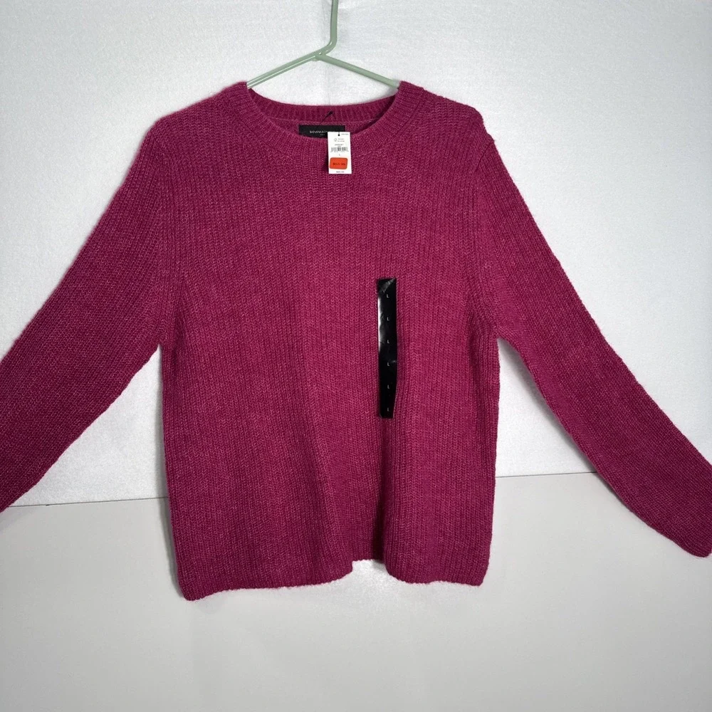 New‎ BANANA REPUBLIC magenta bright pink wool blend  sweater Large -NWT!